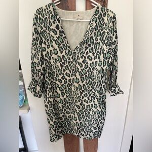 Essentiel Antwerp Leopard Print Dress with Green Accents